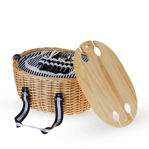 Twine Living® Central Park Willow Picnic Basket Set for Four - Twine Living® Central Park Willow Picnic Basket Set for Four - Image 4 of 6