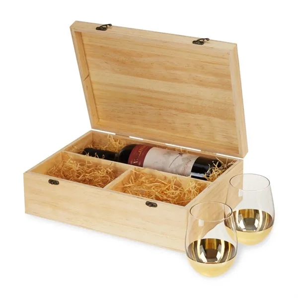 Twine Living® Wood Wine Box and Stemless Glass Set - Twine Living® Wood Wine Box and Stemless Glass Set - Image 1 of 7