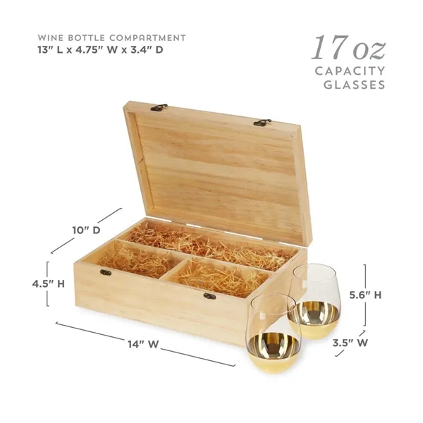 Twine Living® Wood Wine Box and Stemless Glass Set - Twine Living® Wood Wine Box and Stemless Glass Set - Image 3 of 7
