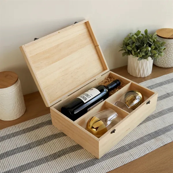 Twine Living® Wood Wine Box and Stemless Glass Set - Twine Living® Wood Wine Box and Stemless Glass Set - Image 4 of 7