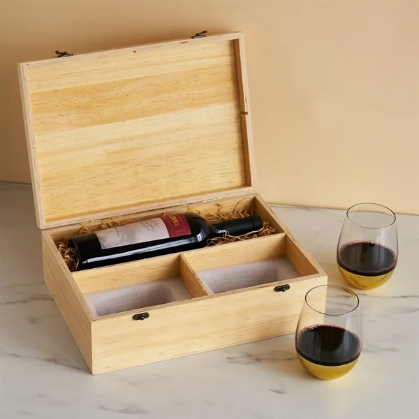 Twine Living® Wood Wine Box and Stemless Glass Set - Twine Living® Wood Wine Box and Stemless Glass Set - Image 5 of 7