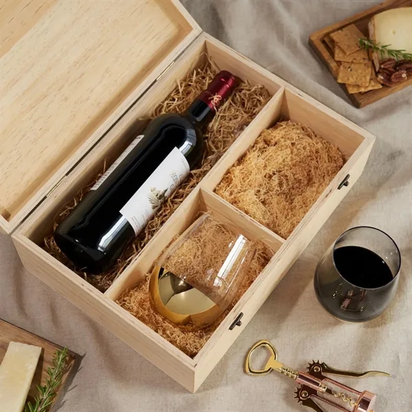 Twine Living® Wood Wine Box and Stemless Glass Set - Twine Living® Wood Wine Box and Stemless Glass Set - Image 6 of 7