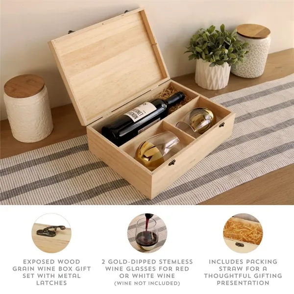 Twine Living® Wood Wine Box and Stemless Glass Set - Twine Living® Wood Wine Box and Stemless Glass Set - Image 7 of 7