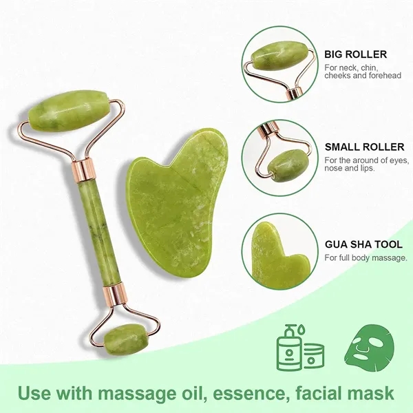 Jade Roller Facial Gua Sha Tool Set Scraping Massage Kit - Jade Roller Facial Gua Sha Tool Set Scraping Massage Kit - Image 2 of 12