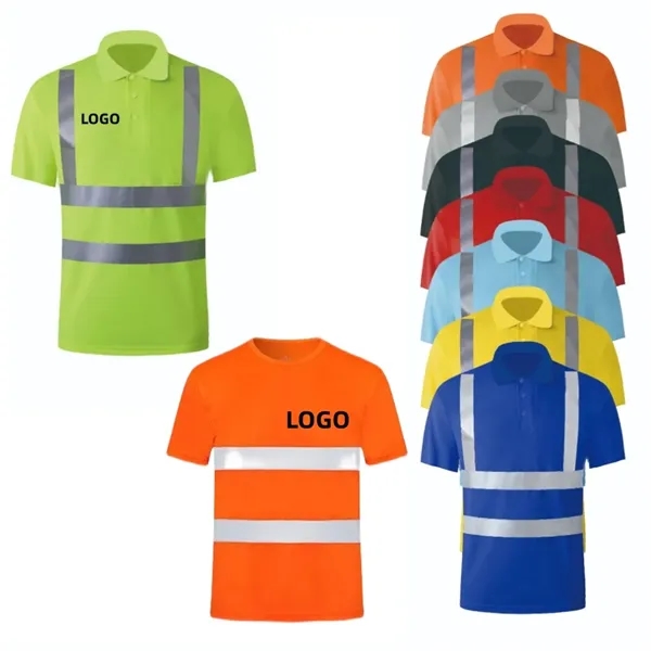 High Visibility Reflective Construction Safety Polo T Shirt - High Visibility Reflective Construction Safety Polo T Shirt - Image 0 of 4