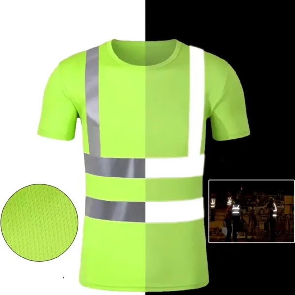 High Visibility Reflective Construction Safety Polo T Shirt - High Visibility Reflective Construction Safety Polo T Shirt - Image 1 of 4