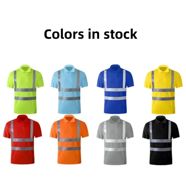 High Visibility Reflective Construction Safety Polo T Shirt - High Visibility Reflective Construction Safety Polo T Shirt - Image 3 of 4