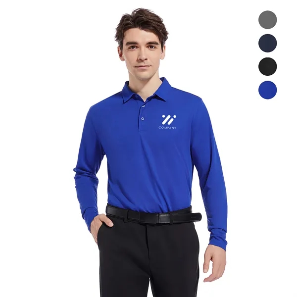 Men's Sport Micro Pique Long Sleeve Polo Shirt - Men's Sport Micro Pique Long Sleeve Polo Shirt - Image 0 of 5