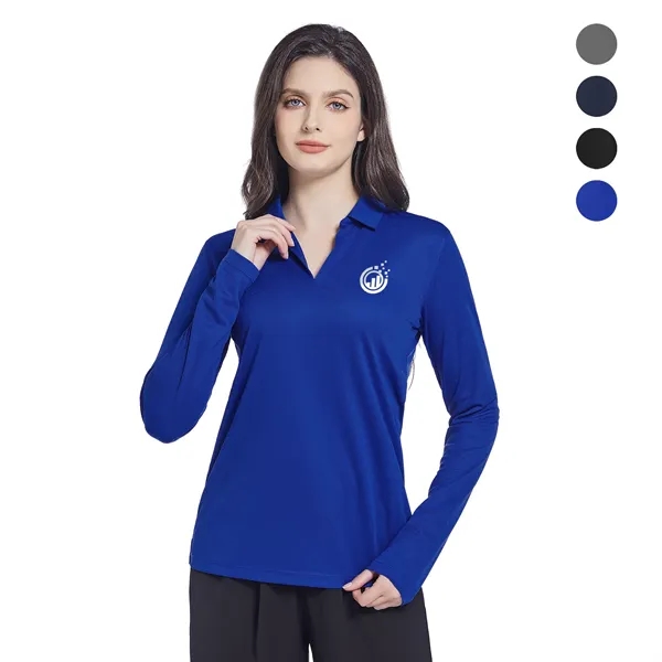 Ladies Sport Micro Pique Long Sleeve Polo Shirt - Ladies Sport Micro Pique Long Sleeve Polo Shirt - Image 0 of 5