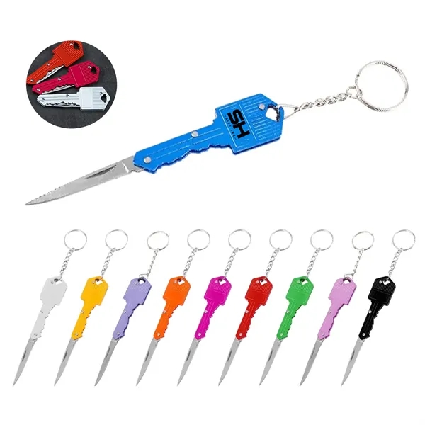 Key Shaped Keychain With Knives - Key Shaped Keychain With Knives - Image 0 of 5