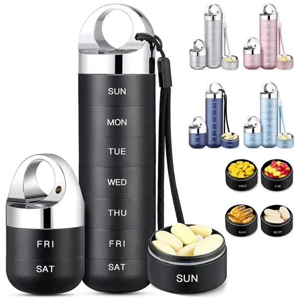 Aluminum 7 Day Travel Case Pill Organizer - Aluminum 7 Day Travel Case Pill Organizer - Image 0 of 4