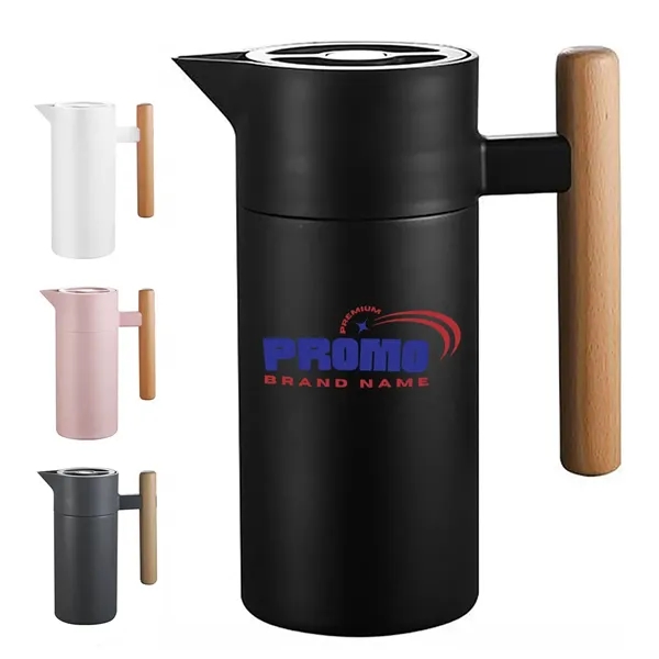 40 oz. Insulated Thermal Coffee Carafe with Wood Handle 1.2L - 40 oz. Insulated Thermal Coffee Carafe with Wood Handle 1.2L - Image 0 of 7