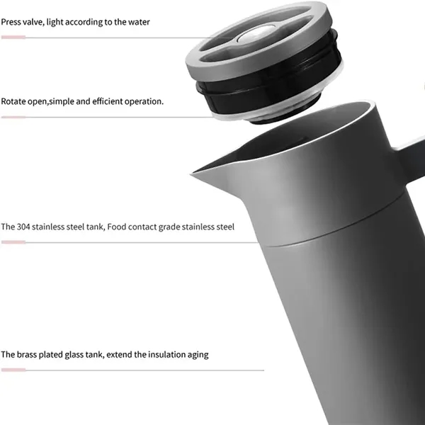 40 oz. Insulated Thermal Coffee Carafe with Wood Handle 1.2L - 40 oz. Insulated Thermal Coffee Carafe with Wood Handle 1.2L - Image 2 of 7
