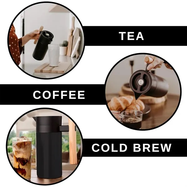 40 oz. Insulated Thermal Coffee Carafe with Wood Handle 1.2L - 40 oz. Insulated Thermal Coffee Carafe with Wood Handle 1.2L - Image 5 of 7