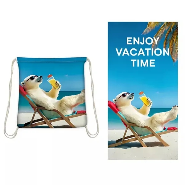 Custom Print Portable Microfiber Beach Towel Backpack 2 in 1 - Custom Print Portable Microfiber Beach Towel Backpack 2 in 1 - Image 3 of 4