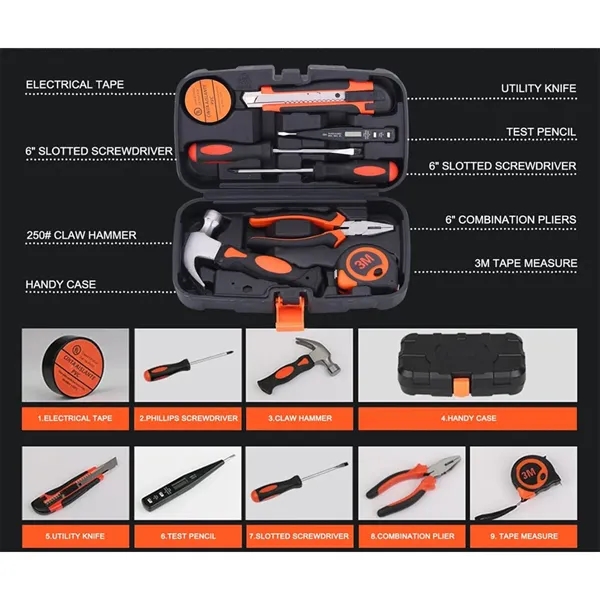 Compact General Hand Tool Kit Home Essentials 9-Piece Set - Compact General Hand Tool Kit Home Essentials 9-Piece Set - Image 2 of 7