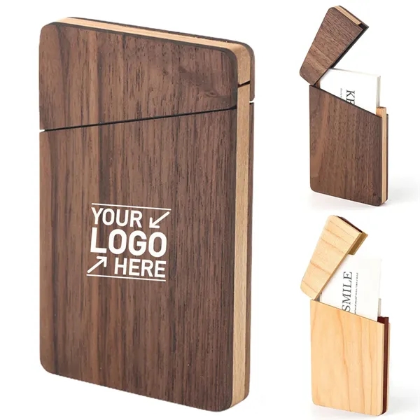Portable Slim Wooden Business Wood Card Holder Case - Portable Slim Wooden Business Wood Card Holder Case - Image 0 of 5