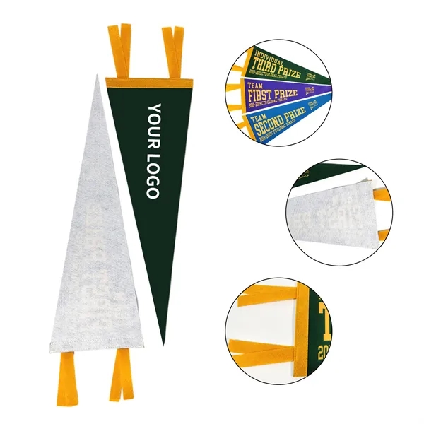 Custom Full Color Triangle Felt Pennant Flags - Custom Full Color Triangle Felt Pennant Flags - Image 0 of 2