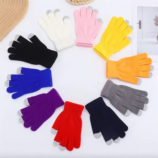 Touchscreen Winter Knit Gloves For Smartphone Soft Warm - Touchscreen Winter Knit Gloves For Smartphone Soft Warm - Image 3 of 4