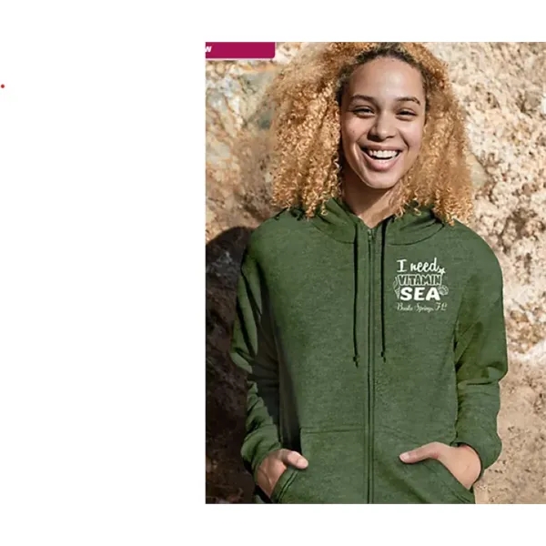 Adult Full Zip Vantage Heather Hoodie - Embroidery