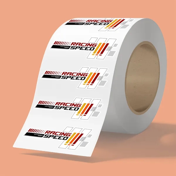6" x 2" BOPP stickers on roll - 3.5mil