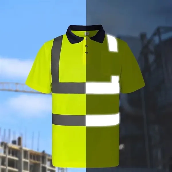 Class 2 Hi-Vis Short Sleeve Safety Polo Shirts - Class 2 Hi-Vis Short Sleeve Safety Polo Shirts - Image 3 of 4