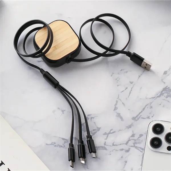 Eco-Friendly Retractable 3 in 1 Charging Cable Bamboo - Eco-Friendly Retractable 3 in 1 Charging Cable Bamboo - Image 2 of 4