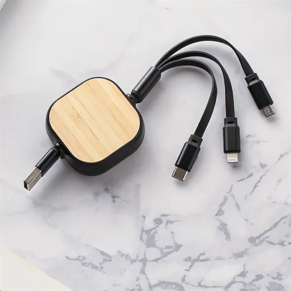 Eco-Friendly Retractable 3 in 1 Charging Cable Bamboo - Eco-Friendly Retractable 3 in 1 Charging Cable Bamboo - Image 3 of 4