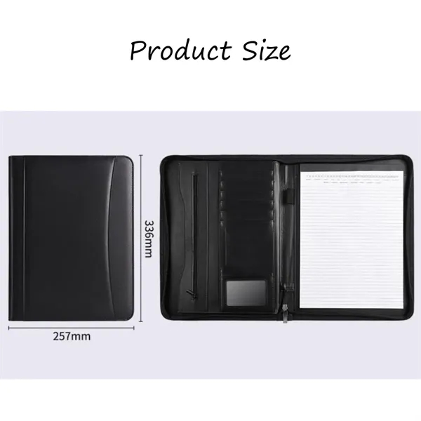 Zippered Leather Business Portfolio - Zippered Leather Business Portfolio - Image 1 of 2