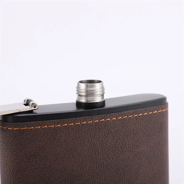 8Oz. Customizable Leather-Wrapped Hip Flask - 8Oz. Customizable Leather-Wrapped Hip Flask - Image 1 of 4