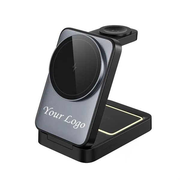 3 In 1 Magnetic Foldable Fast Wireless Charger Station - 3 In 1 Magnetic Foldable Fast Wireless Charger Station - Image 0 of 4