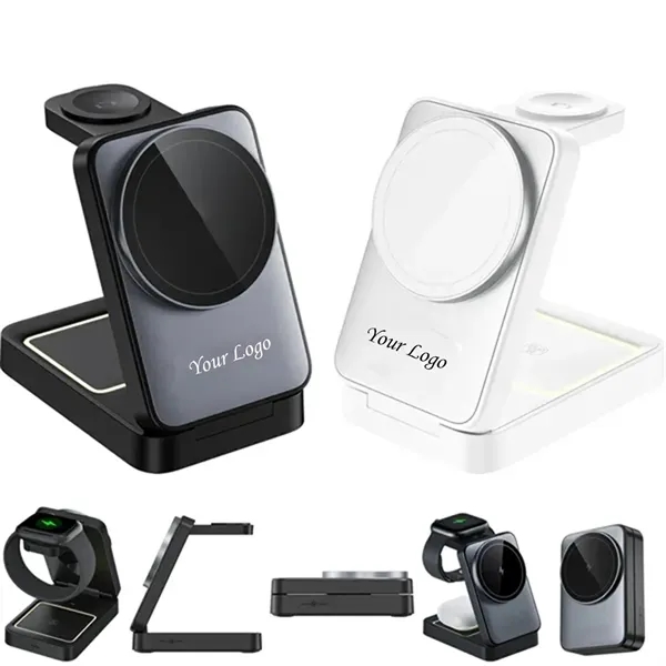 3 In 1 Magnetic Foldable Fast Wireless Charger Station - 3 In 1 Magnetic Foldable Fast Wireless Charger Station - Image 2 of 4