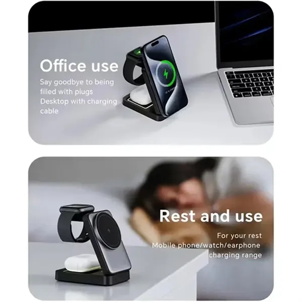 3 In 1 Magnetic Foldable Fast Wireless Charger Station - 3 In 1 Magnetic Foldable Fast Wireless Charger Station - Image 4 of 4