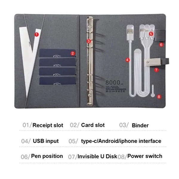 Wireless Charging A5 Office Notebook With USB Flash Drive - Wireless Charging A5 Office Notebook With USB Flash Drive - Image 3 of 4