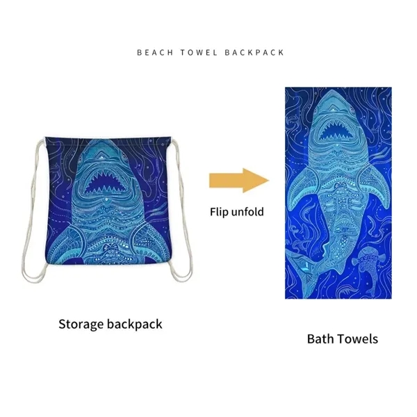 Custom 2-in-1 Convertible Beach Towel Sack Pack - Custom 2-in-1 Convertible Beach Towel Sack Pack - Image 1 of 8
