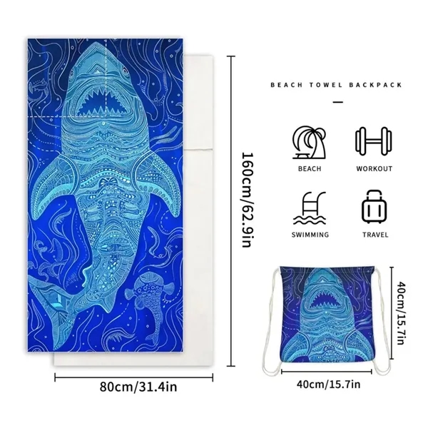 Custom 2-in-1 Convertible Beach Towel Sack Pack - Custom 2-in-1 Convertible Beach Towel Sack Pack - Image 2 of 8