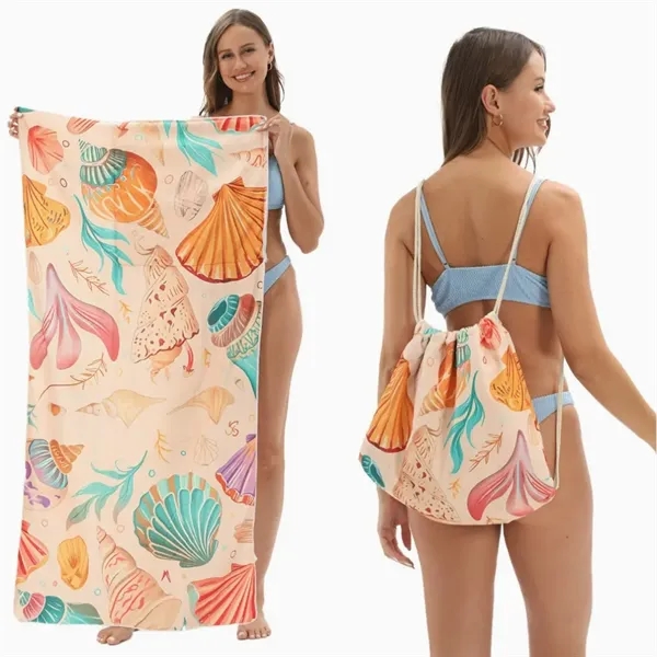 Custom 2-in-1 Convertible Beach Towel Sack Pack - Custom 2-in-1 Convertible Beach Towel Sack Pack - Image 4 of 8