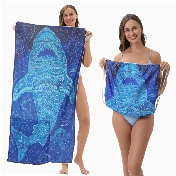 Custom 2-in-1 Convertible Beach Towel Sack Pack - Custom 2-in-1 Convertible Beach Towel Sack Pack - Image 6 of 8