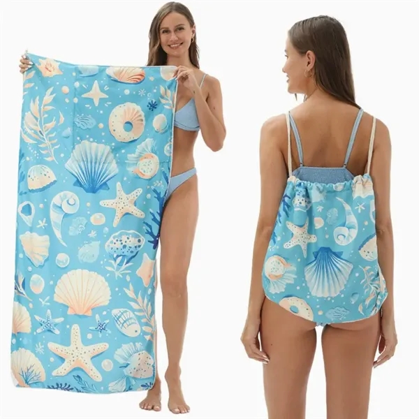 Custom 2-in-1 Convertible Beach Towel Sack Pack - Custom 2-in-1 Convertible Beach Towel Sack Pack - Image 7 of 8