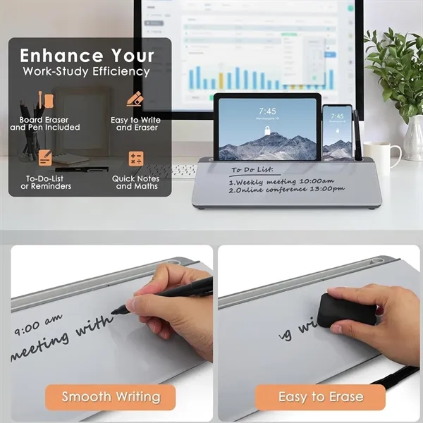 Glass Desk Whiteboard with Storage - Glass Desk Whiteboard with Storage - Image 3 of 5