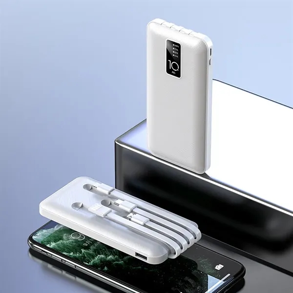 10000mAh Slim Power Bank with Built-In 4 Cables - 10000mAh Slim Power Bank with Built-In 4 Cables - Image 3 of 6