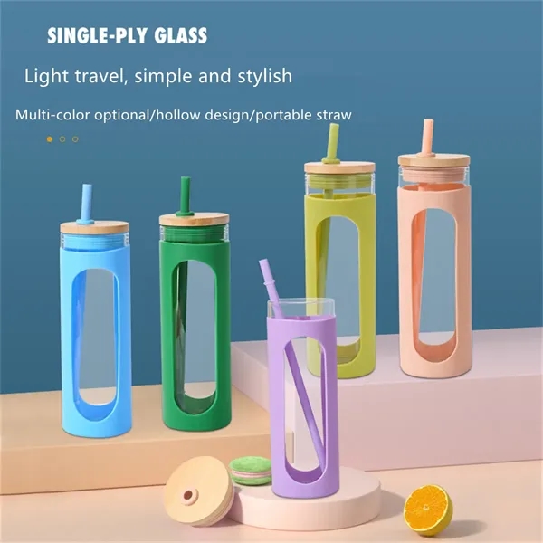 20oz Glass Water Tumbler with Straw and Lid Iced Coffee Cup - 20oz Glass Water Tumbler with Straw and Lid Iced Coffee Cup - Image 1 of 4