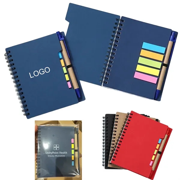 Spiral Notebook with Sticky Notes and Pen - Spiral Notebook with Sticky Notes and Pen - Image 0 of 3