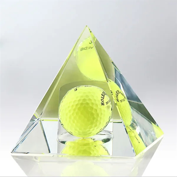 Golf Crystal Pyramid Trophy Award Prism Craft with Gift Box - Golf Crystal Pyramid Trophy Award Prism Craft with Gift Box - Image 1 of 6