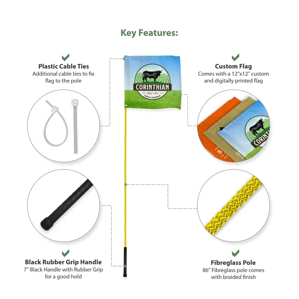 50" Whip Rods With 12"x12" Custom Digital Flag - 50" Whip Rods With 12"x12" Custom Digital Flag - Image 5 of 9