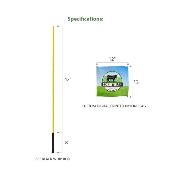 50" Whip Rods With 12"x12" Custom Digital Flag - 50" Whip Rods With 12"x12" Custom Digital Flag - Image 6 of 9