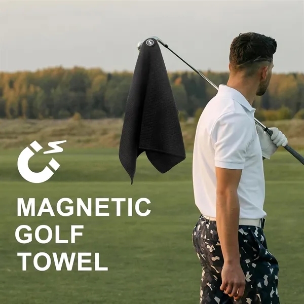 Magnetic Microfiber Waffle Golf Towels with Carabiner Clip - Magnetic Microfiber Waffle Golf Towels with Carabiner Clip - Image 1 of 7