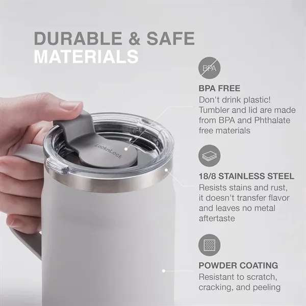20 oz 18/8 Stainless Steel Double Wall Insulated Handle Mug - 20 oz 18/8 Stainless Steel Double Wall Insulated Handle Mug - Image 2 of 8