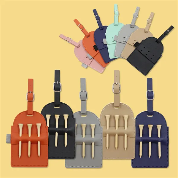 Portable Vegan Leather Golf Tee Bag Holder - Portable Vegan Leather Golf Tee Bag Holder - Image 0 of 10