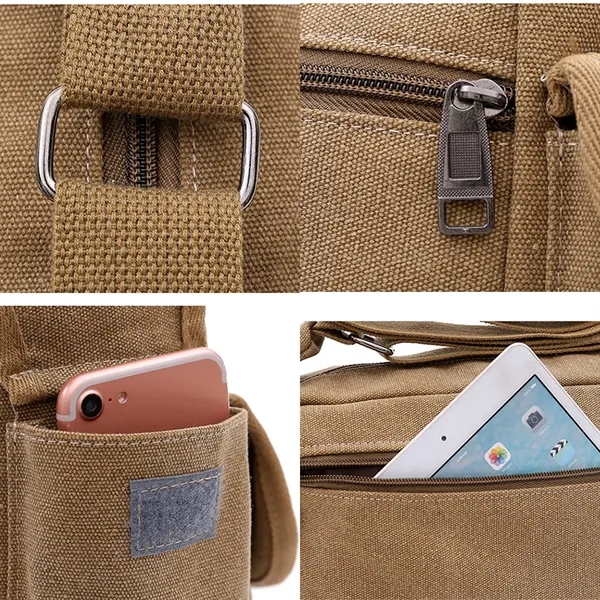 Rugged Canvas Crossbody Bag: Multi-Pocket Storage & Style - Rugged Canvas Crossbody Bag: Multi-Pocket Storage & Style - Image 1 of 2